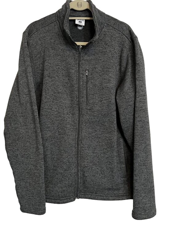 Magellan Knit Jacket Mens Grey Full Zip Lightweight Zip Pockets Collared Size L - Picture 1 of 14
